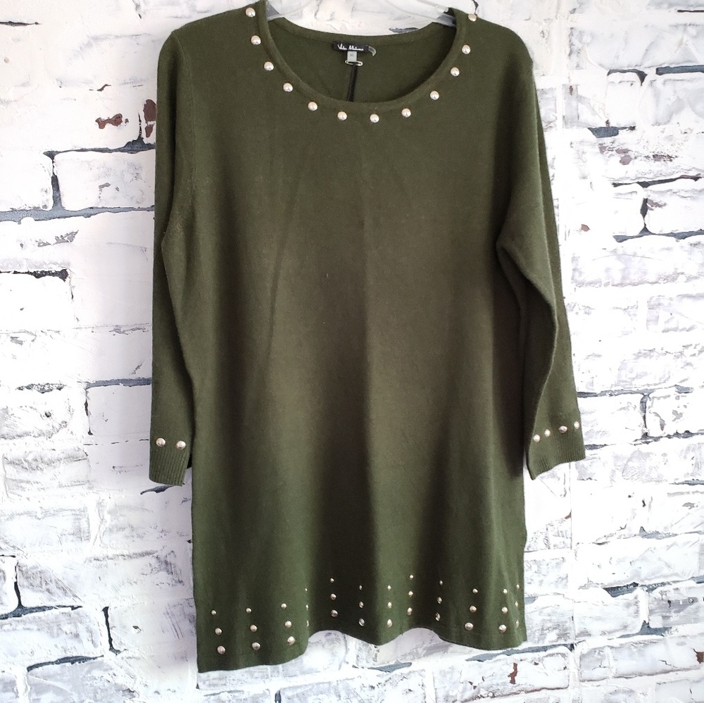 NWT Olive Green Studded Sweater
